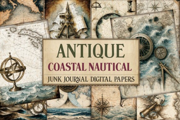 Antique Coastal Nautical Junk Journal