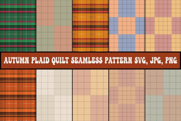 Autumn Plaid Quilt Seamless Pattern Set