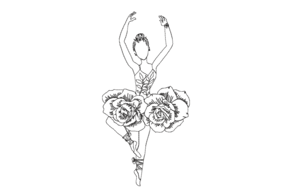 Ballet Dancer Floral Sketch