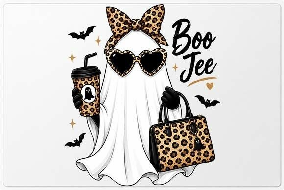 Boo Tee Leopard Ghost Halloween PNG
