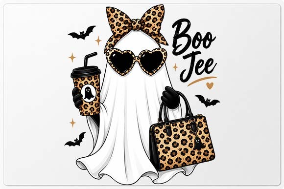 Boo Tee Leopard Ghost Halloween PNG