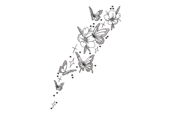 Butterfly Floral Line Art
