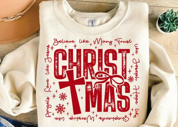 Christian Christmas Words Faith SVG PNG Gráfico Diseños de Camisetas Por designsquad8593