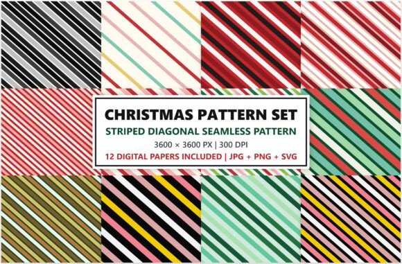Christmas Diagonal Stripe Pattern Bundle