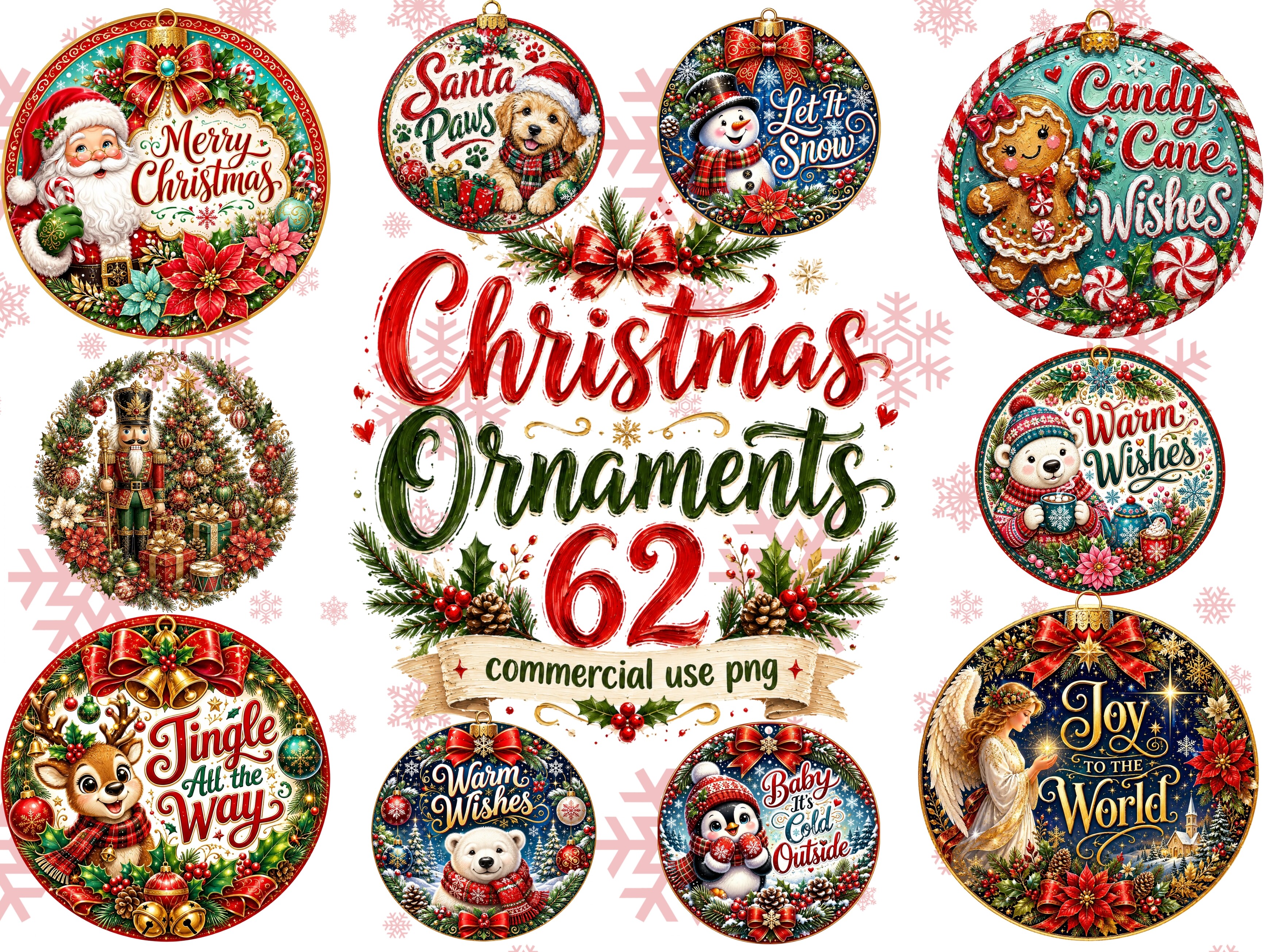 Christmas Ornament PNG Bundle Ornaments