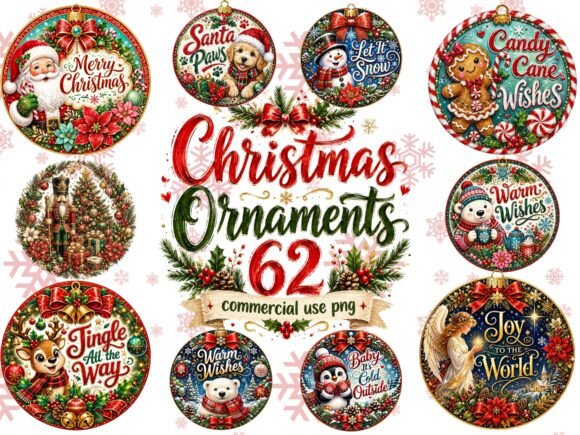 Christmas Ornament PNG Bundle
