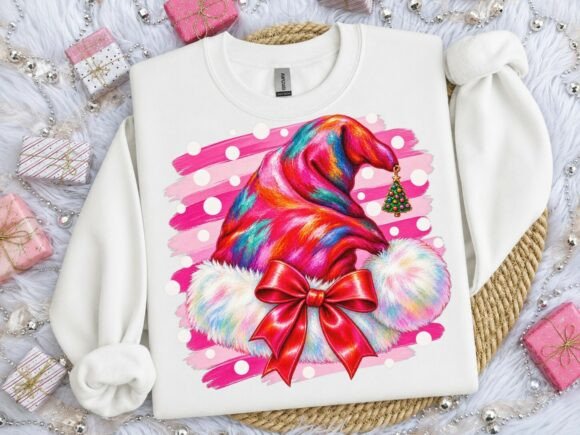 Colorful Santa Hat Christmas PNG Tee