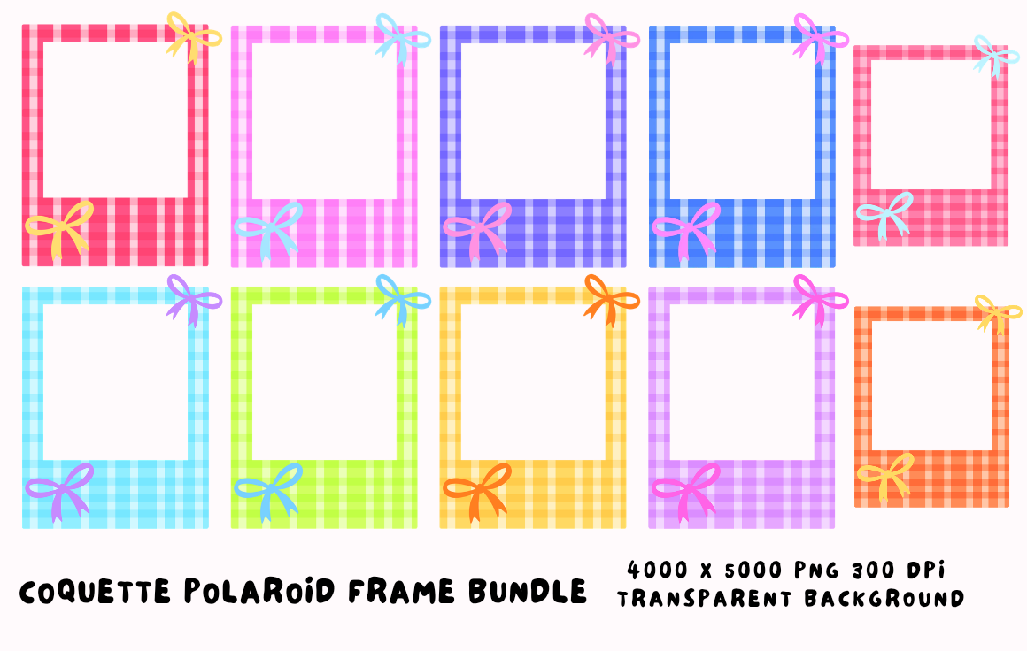 Coquette Polaroid Frame Clipart Bundle