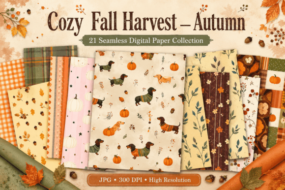 Cozy Fall Harvest Autumn Digital Pattern