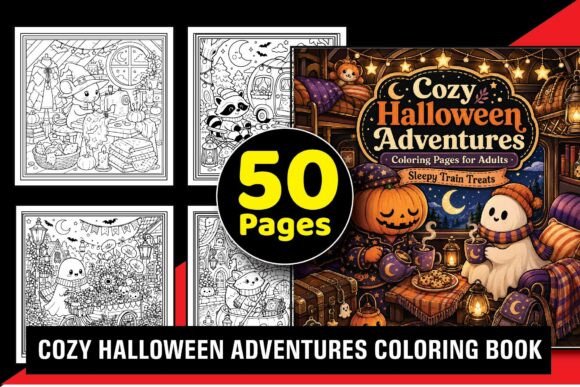 Cozy Halloween Adventures Coloring Book
