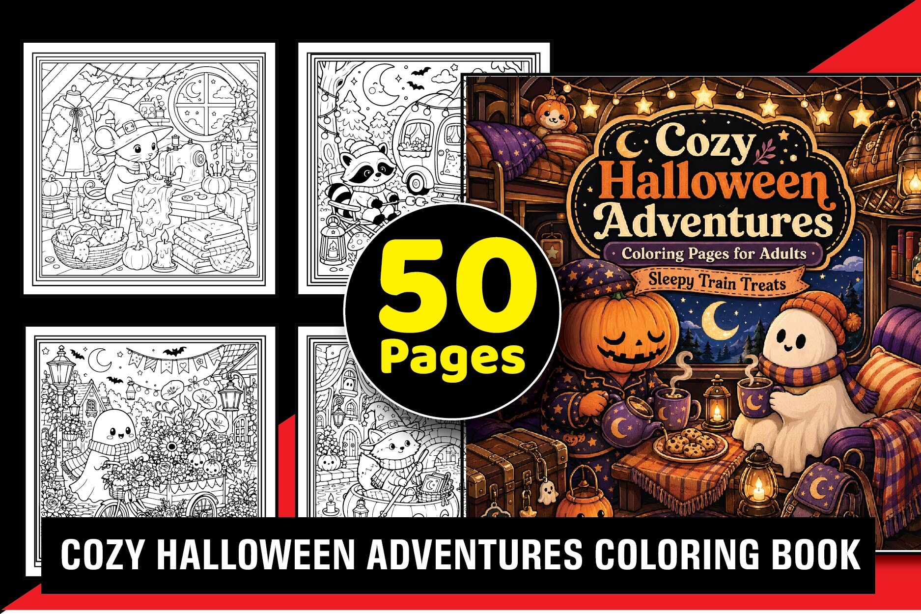 Cozy Halloween Adventures Coloring Book