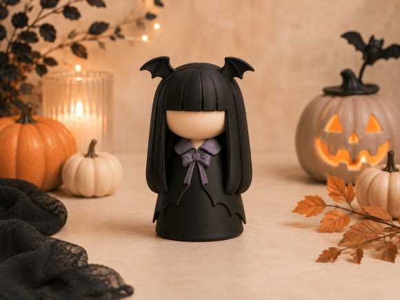 Cute Bat Girl STL – Faceless Halloween Figurine for 3D Printing - Image 1