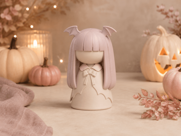Cute Bat Girl STL – Faceless Halloween Figurine for 3D Printing - Image 4