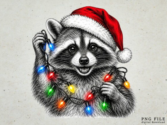 Cute Christmas Raccoon PNG
