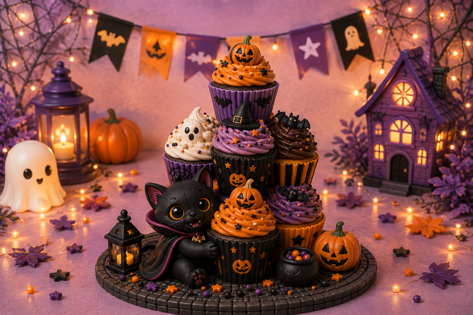 Cute Halloween Cupcake Cat Party 3D Printable Figurine STL - Image 3
