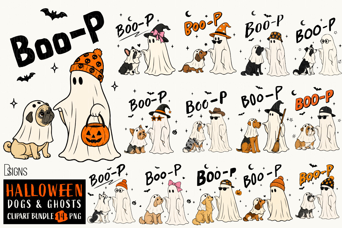 Cute Halloween Dog & Ghost Boo-P Bundle