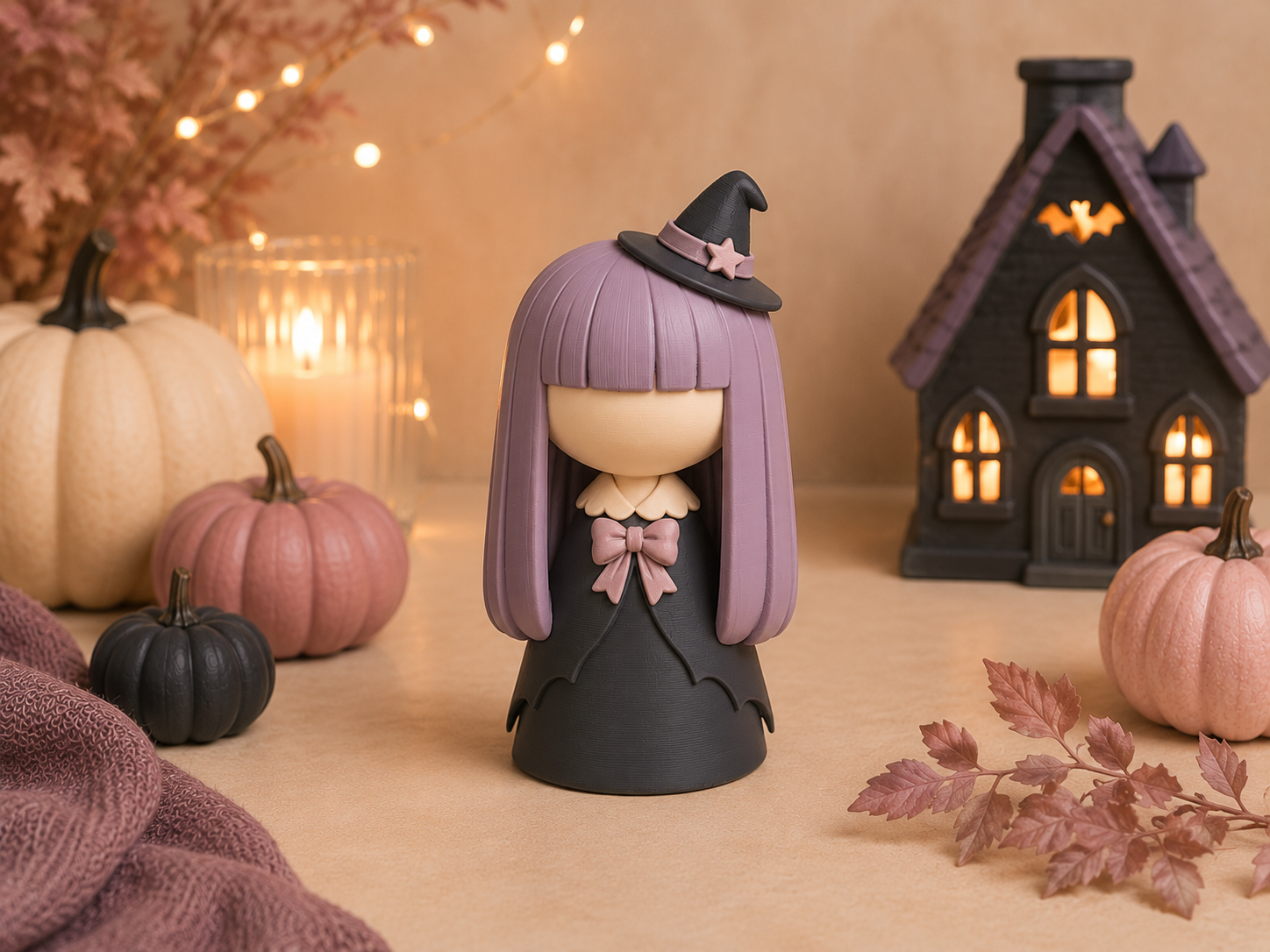 Cute Halloween Witch STL | Faceless Witch 3D Print Figurine - Image 6