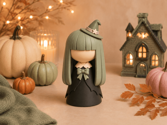 Cute Halloween Witch STL | Faceless Witch 3D Print Figurine - Image 2