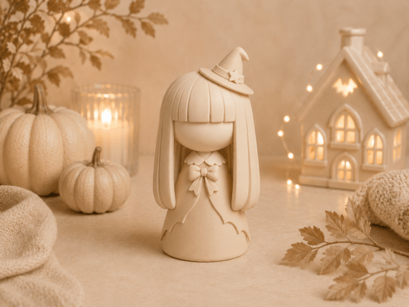 Cute Halloween Witch STL | Faceless Witch 3D Print Figurine - Image 4