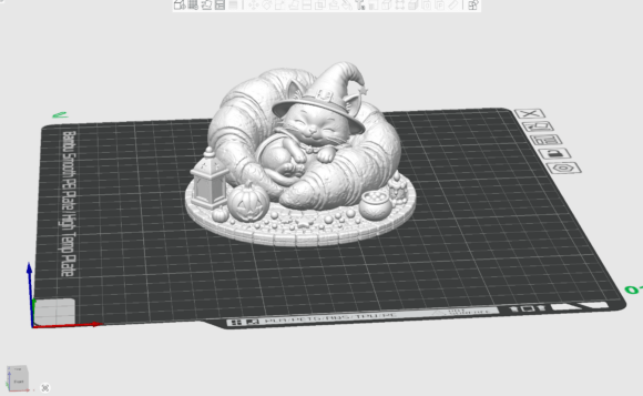 Sleeping Witch Cat in Pumpkin Bed | Cozy Halloween 3D Print STL - Image 2