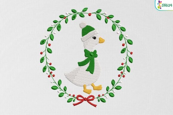 Cute Winter Goose with Wreath