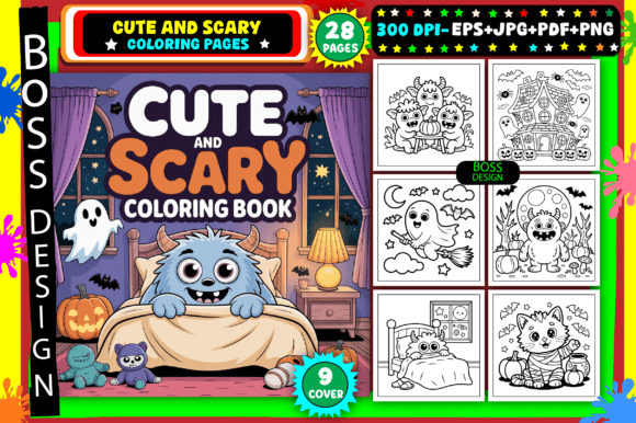 Cute and Scary Coloring Pages for Kids