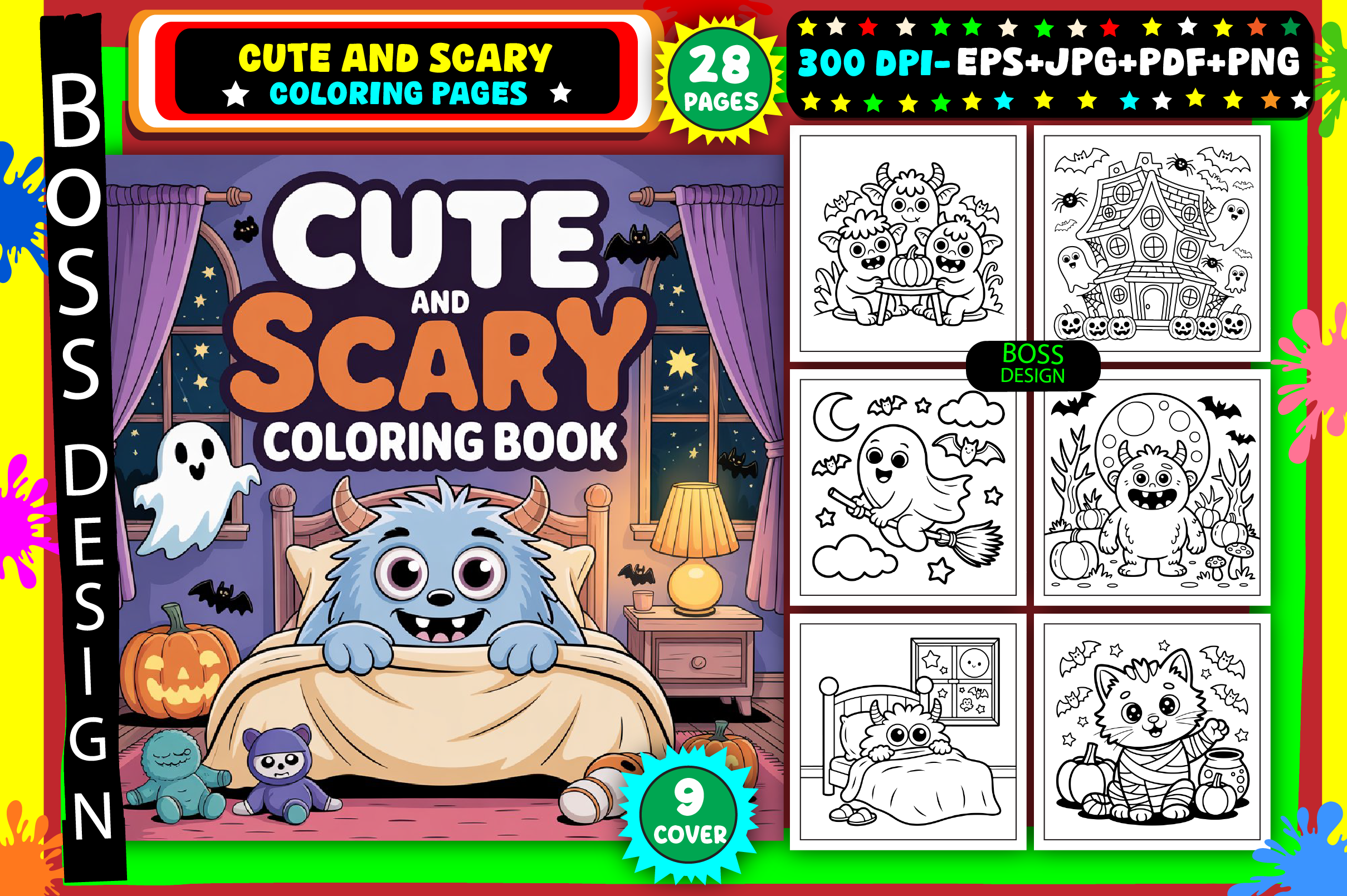 Cute and Scary Coloring Pages for Kids