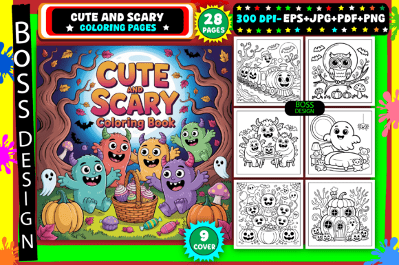 Cute and Scary Coloring Pages for Kids
