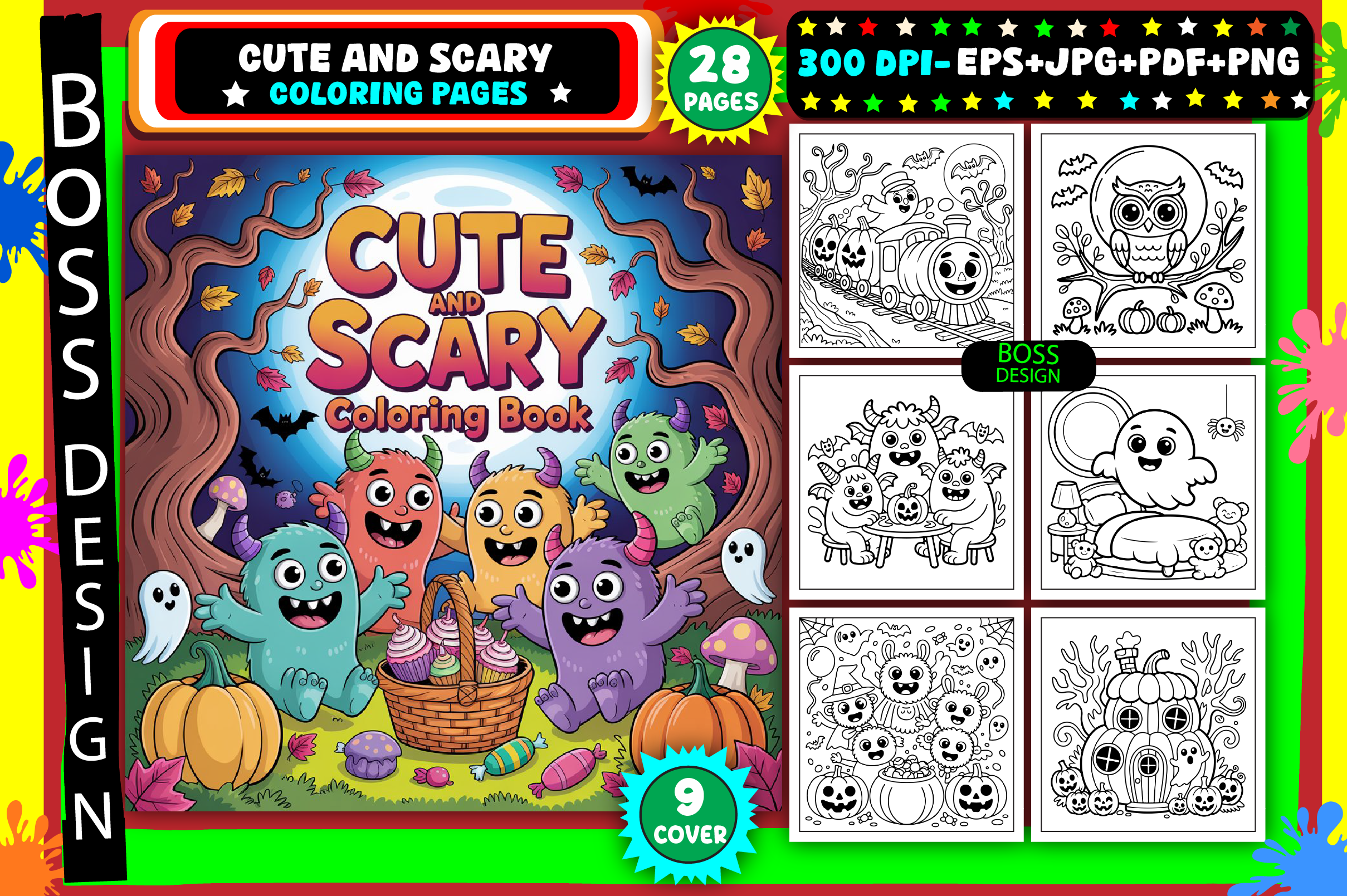 Cute and Scary Coloring Pages for Kids
