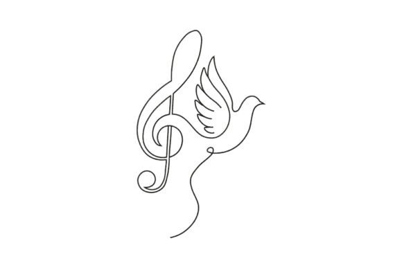 Dove Music Line Art