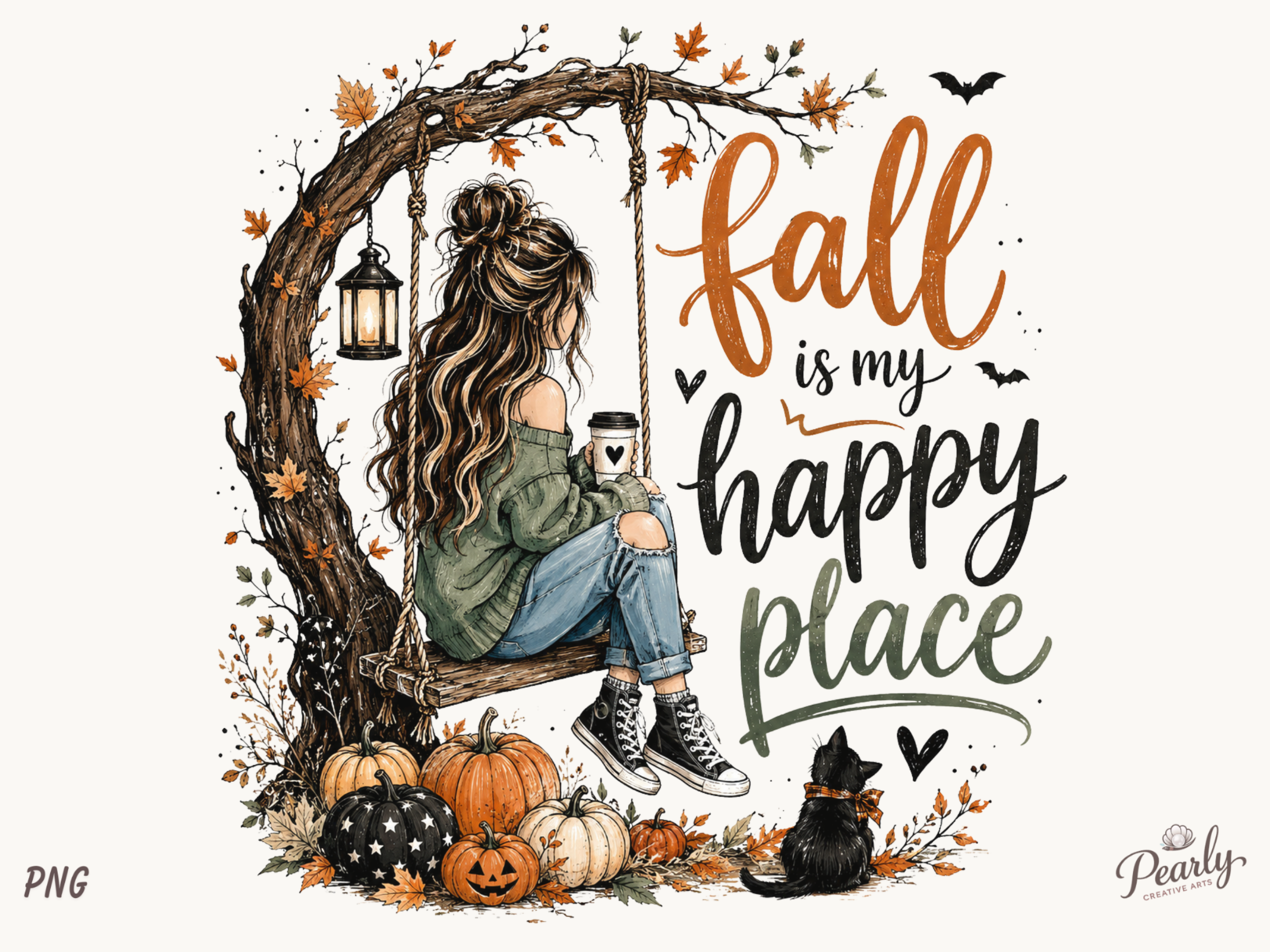 Fall is My Happy Place Pumpkin PNG
