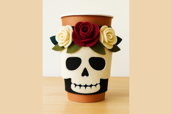 Felt Skull Mug Cozy Pattern PDF