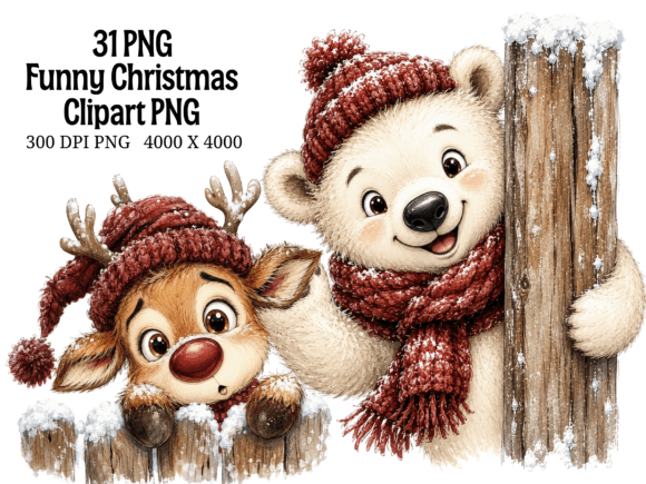 Funny Christmas Clipart PNG Bundle