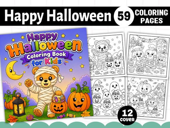 Happy Halloween Coloring Book Pages for Kids