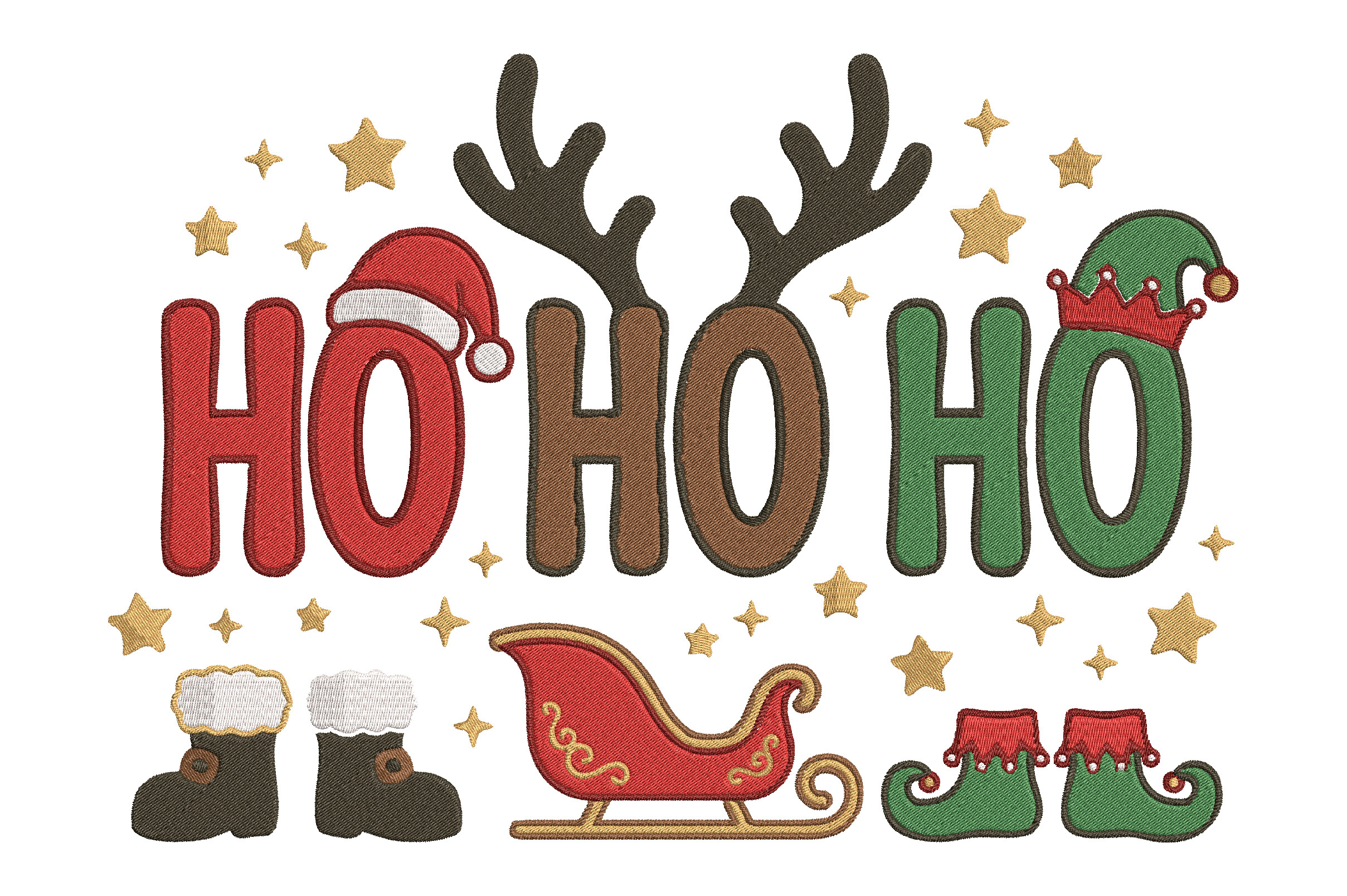 Ho Ho Ho Christmas Embroidery Design - photo 1