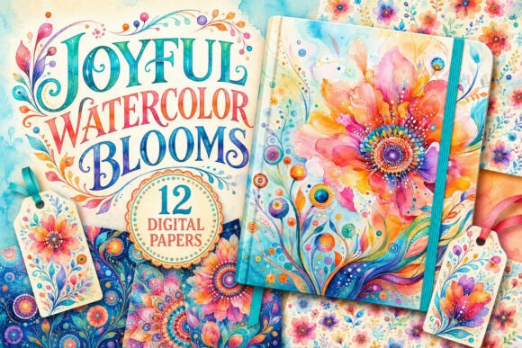 Joyful Watercolor Floral Papers