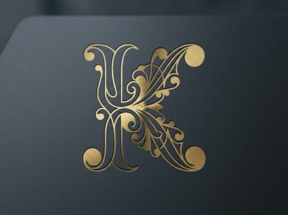 K Romantic Wedding Monogram Logo
