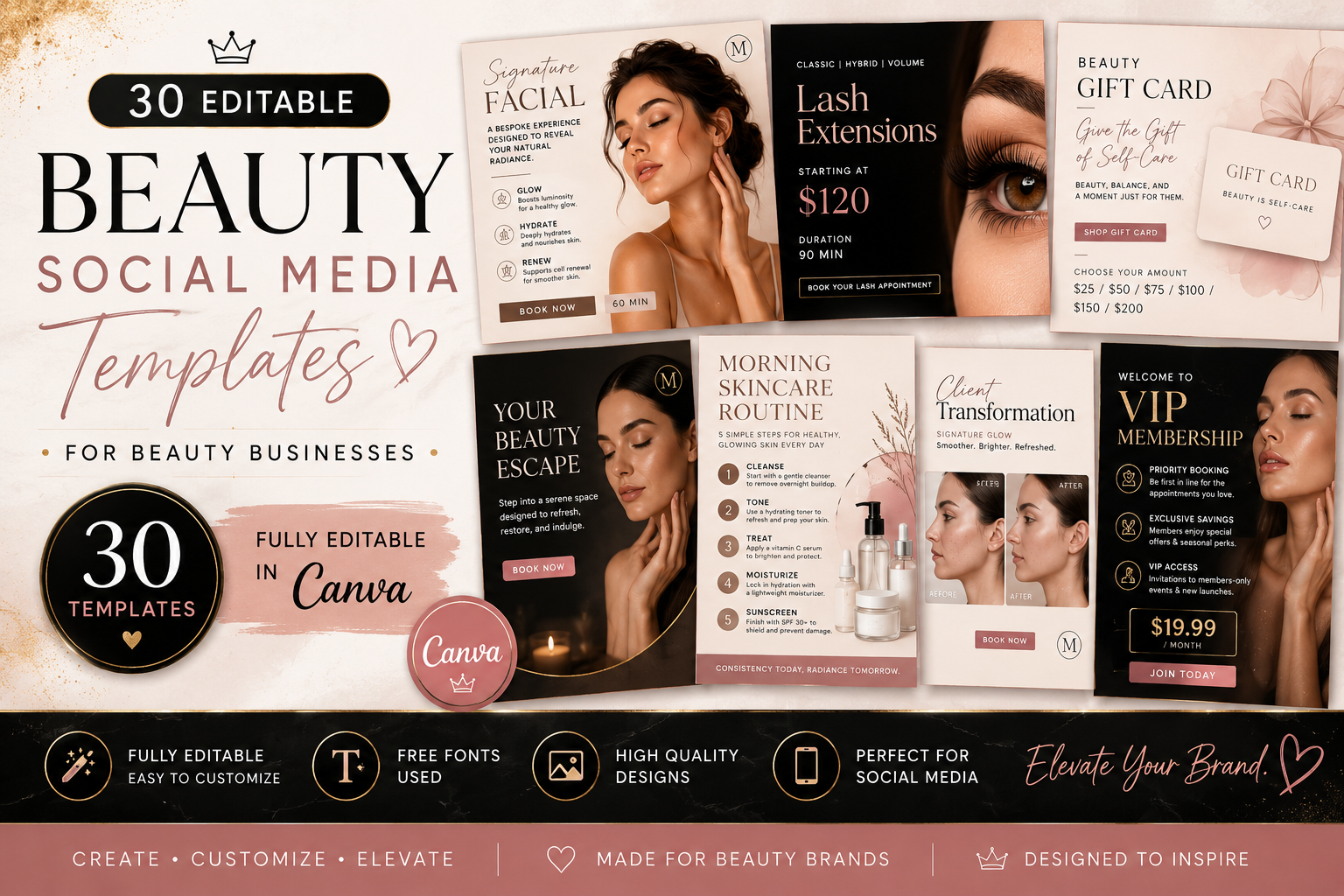 Luxury Beauty Salon Canva Templates
