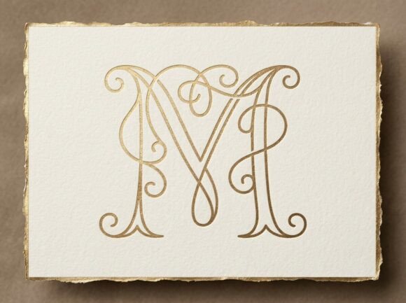 M Elegant Wedding Monogram Logo