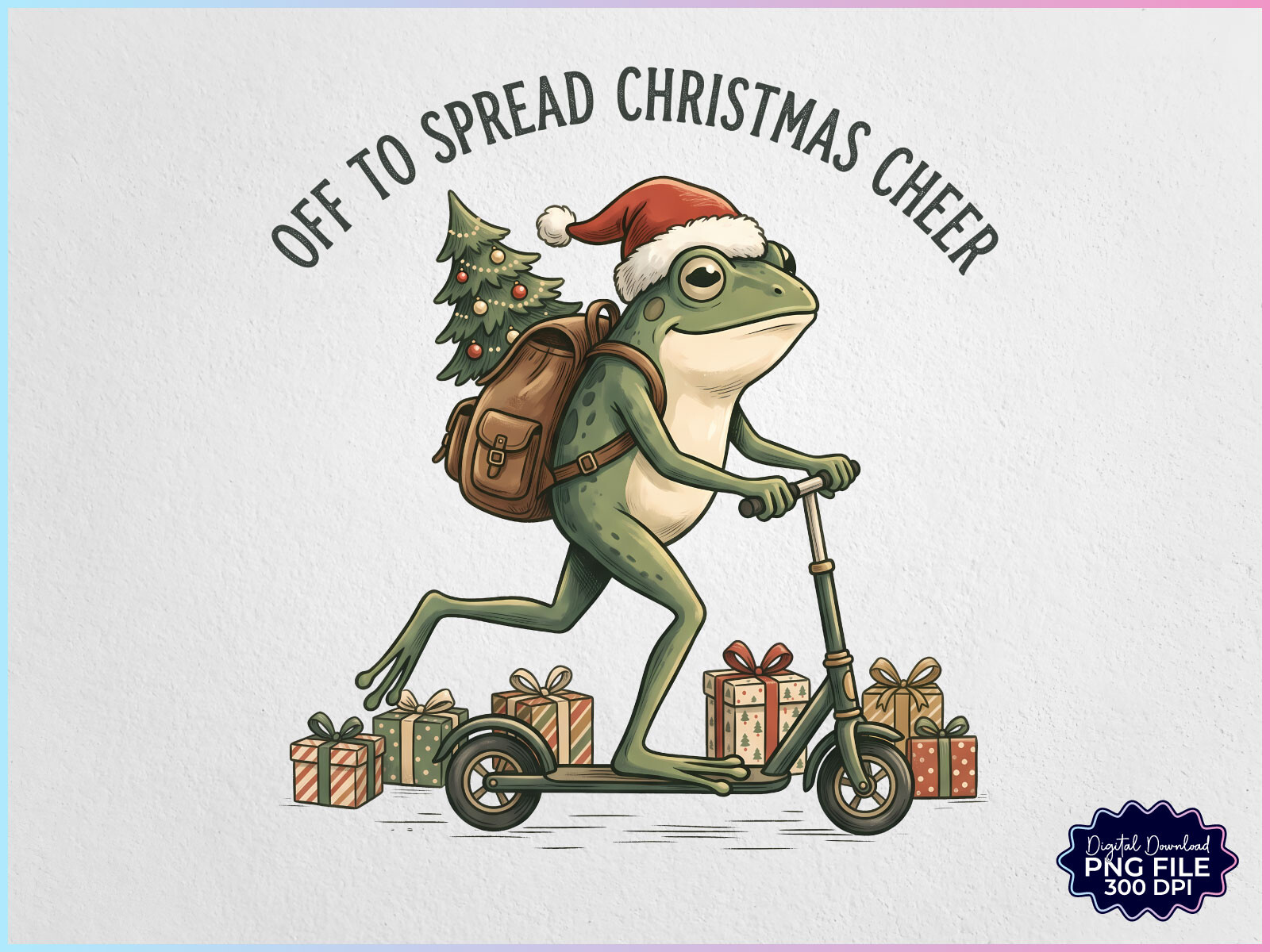 Off to Spread Christmas Cheer Frog PNG