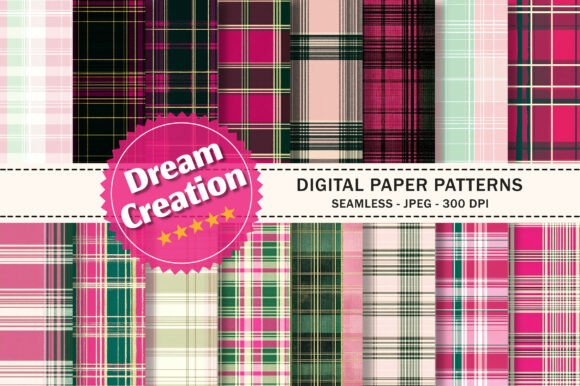Pink Green Christmas Plaid Patterns