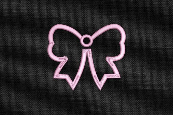 Pink Outline Bow Tie Embroidery Design