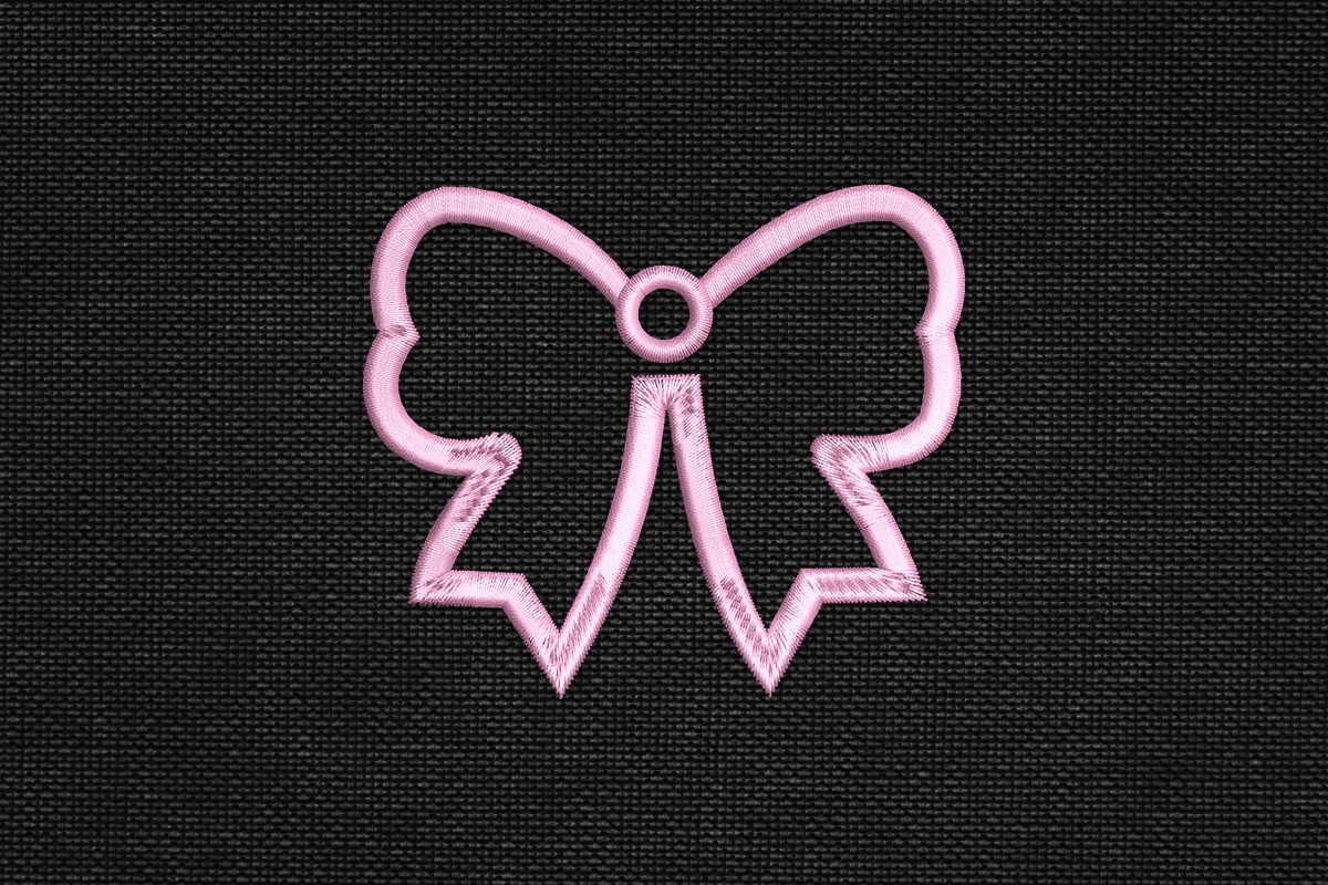 Pink Outline Bow Tie Embroidery Design