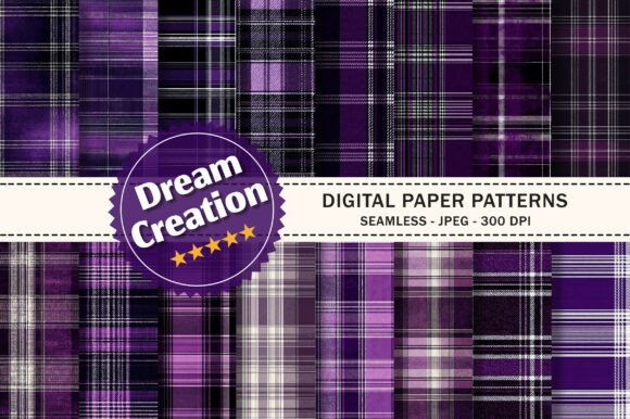Purple Christmas Plaid Seamless Patterns