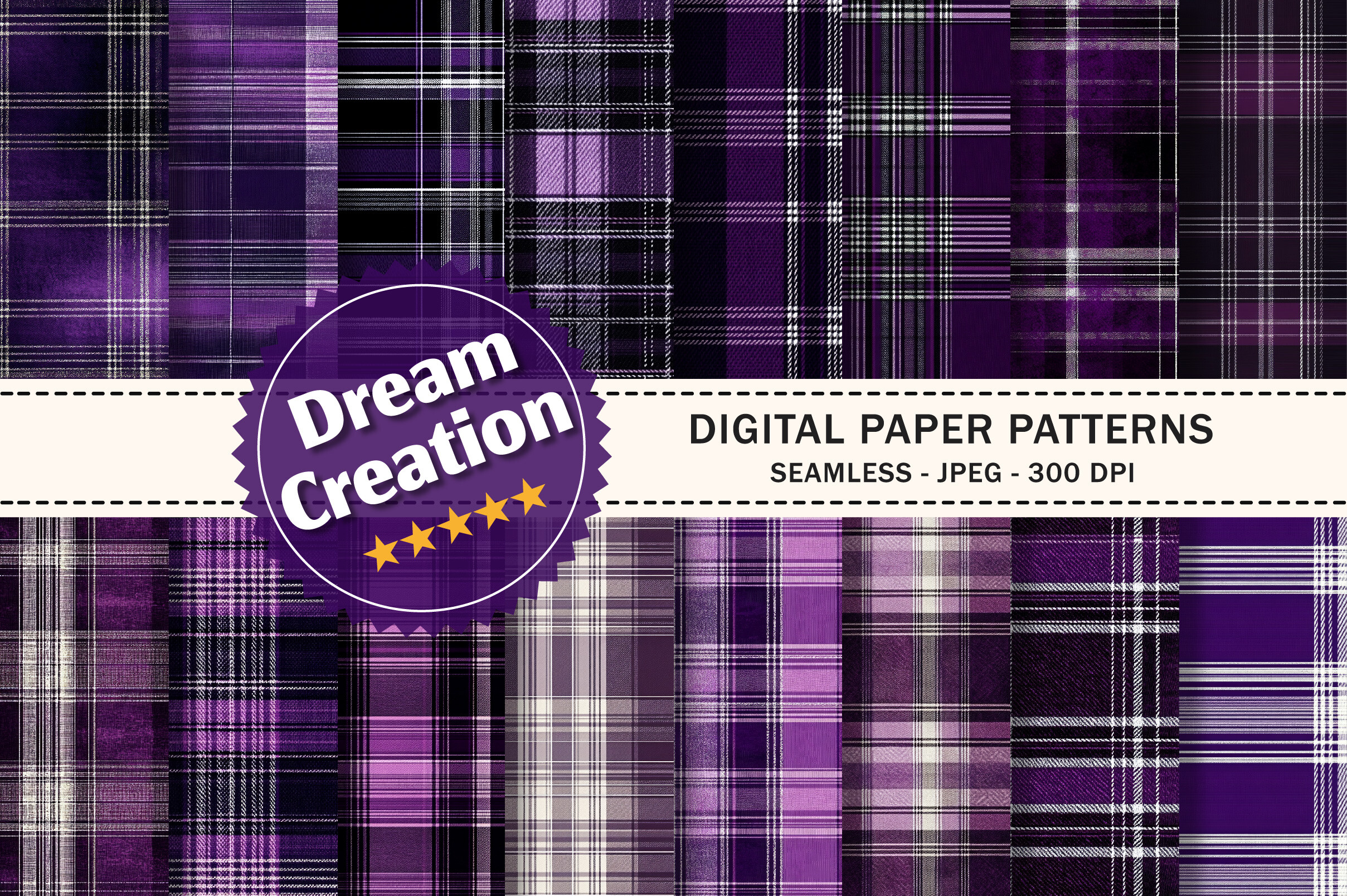 Purple Christmas Plaid Seamless Patterns