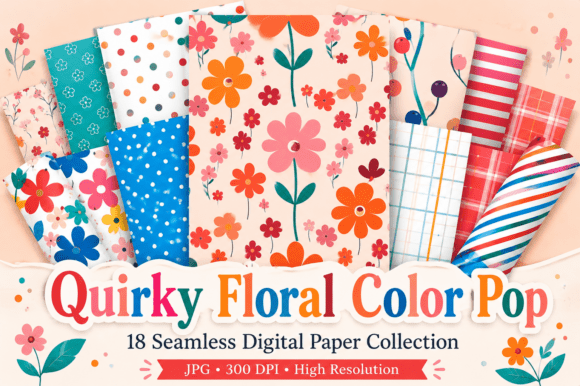 Quirky Floral Color Pop Digital Pattern