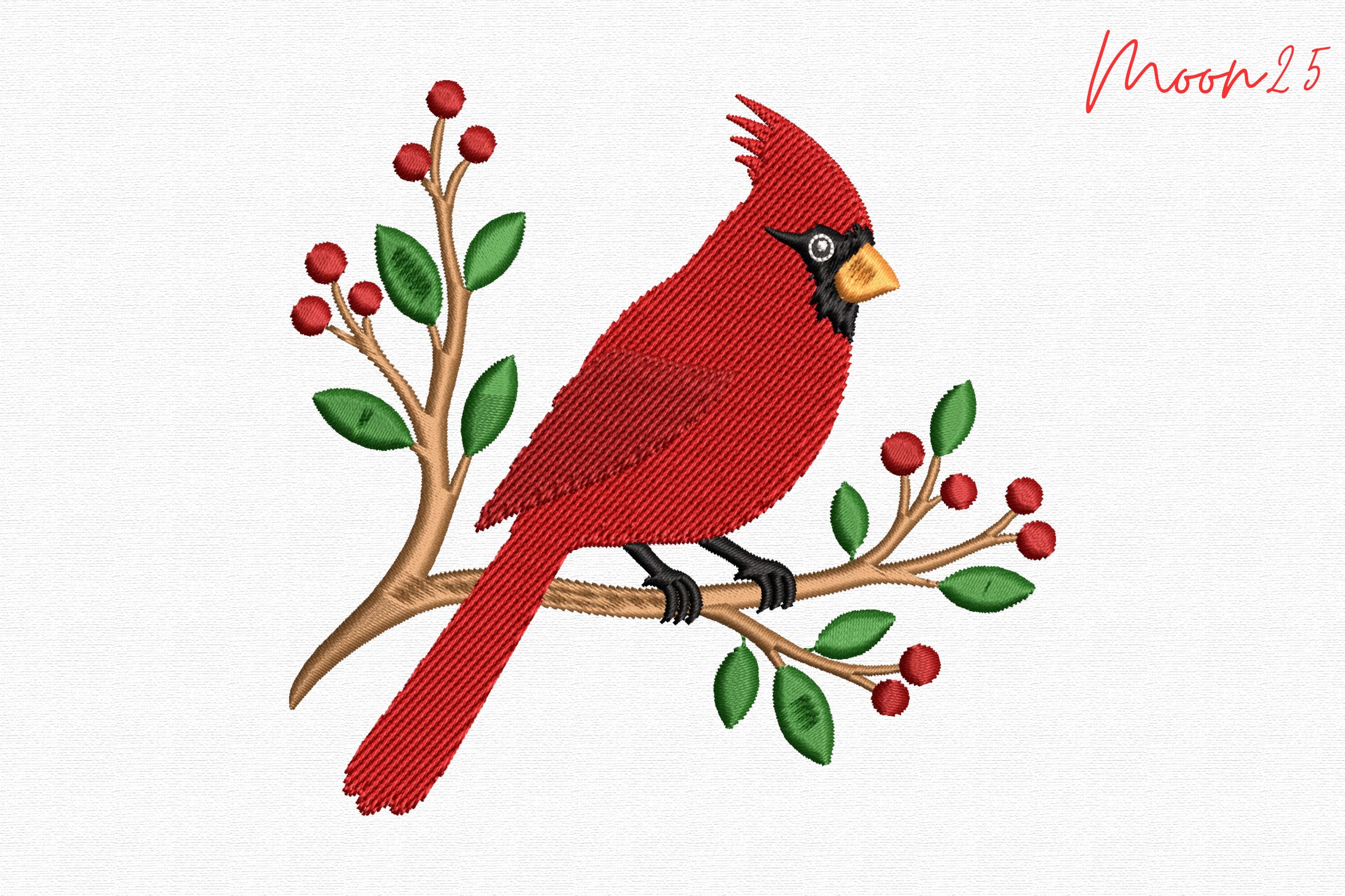 Red Bird on Branch
