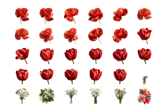 Red Poppy, Tulip & Wildflower PNG Clipar