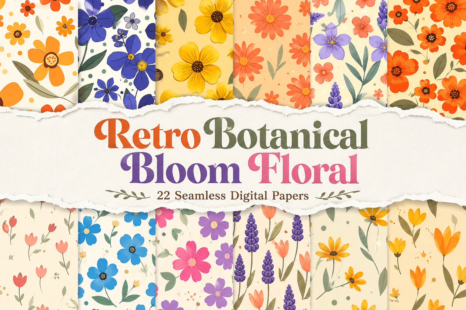 Retro Botanical Bloom Floral