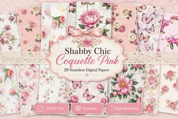Shabby Chic Coquette Pink Digital Paper